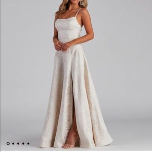 Adalyn Brocade High Slit (Prom) Dress from Windsor